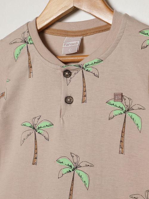 Camiseta Manga Curta Infantil Para Menino - BEGE