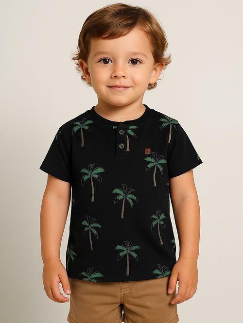 Camiseta Manga Curta Infantil Para Menino - PRETO