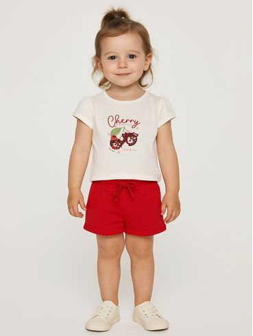 Conjunto Curto Infantil Para Menina - OFF WHITE