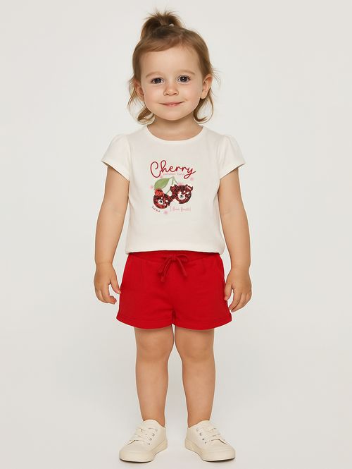 Conjunto Curto Infantil Para Menina - OFF WHITE