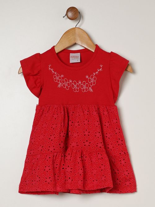Vestido Cotton Infantil Para Bebê - VERMELHO