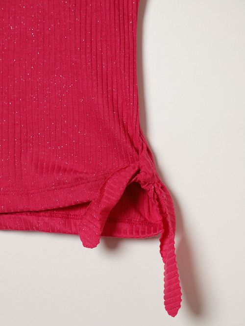 Blusa Canelada Glitter Juvenil Para Menina- PINK