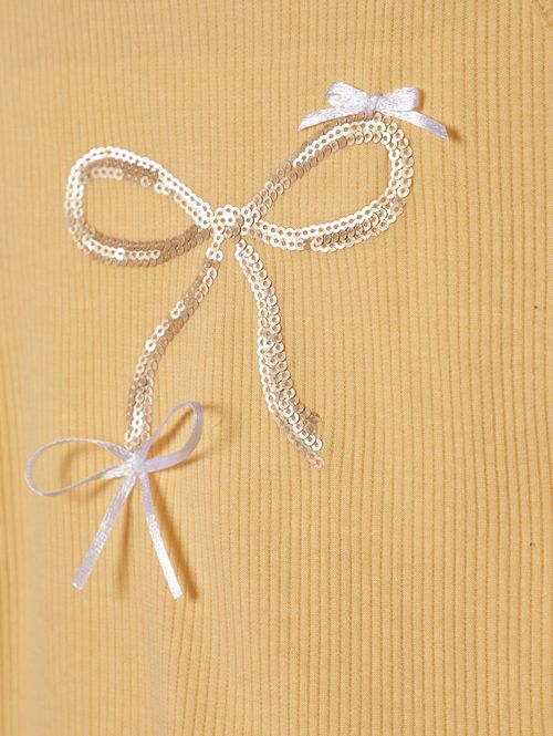 Conjunto Curto Canelado Infantil Para Menina - AMARELO