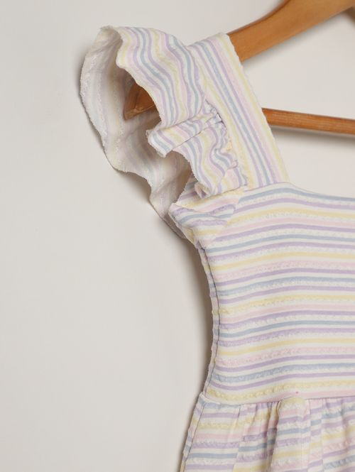 Vestido Listrado Infantil Para Menina - LILAS