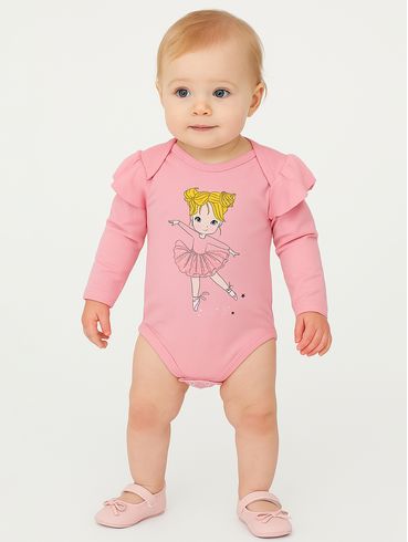 Body Com Babado Infantil Para Bebê - ROSA CLARO