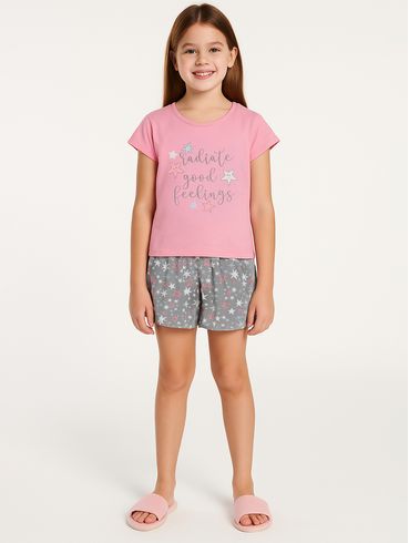 Pijama Curto Juvenil Para Menina - ROSA