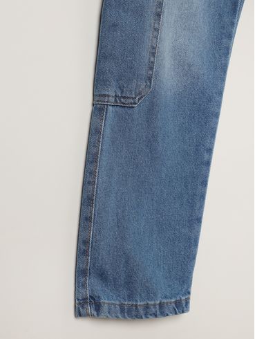 Calça Jeans Cargo Infantil Para Meino  - AZUL