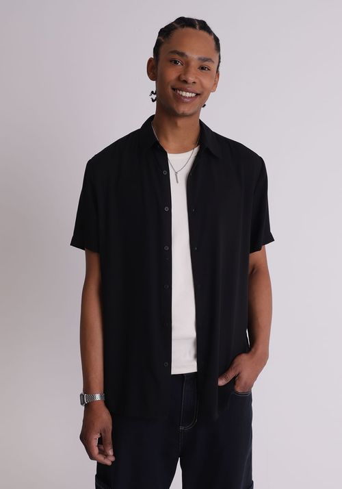 Camisa em viscose preta