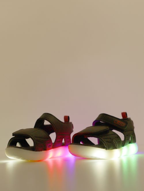 Sandália Flex Light Led Kidy Infantil Para Menino- PRETO