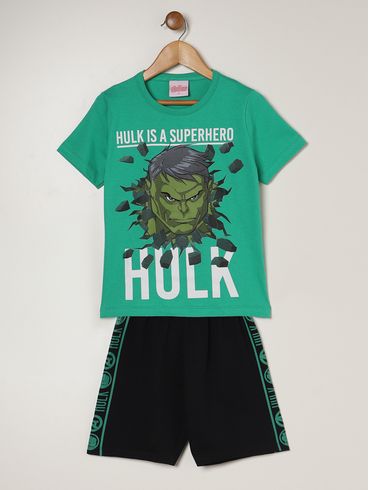 Conjunto Curto Avengers Infantil Para Menino - VERDE