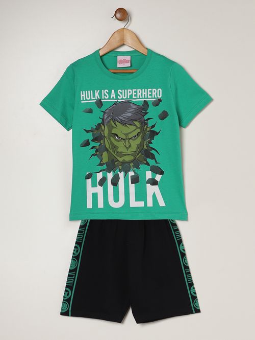 Conjunto Curto Avengers Infantil Para Menino - VERDE