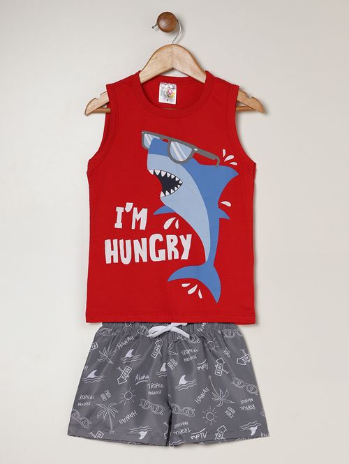 Conjunto Curto Infantil Para Menino - VERMELHO