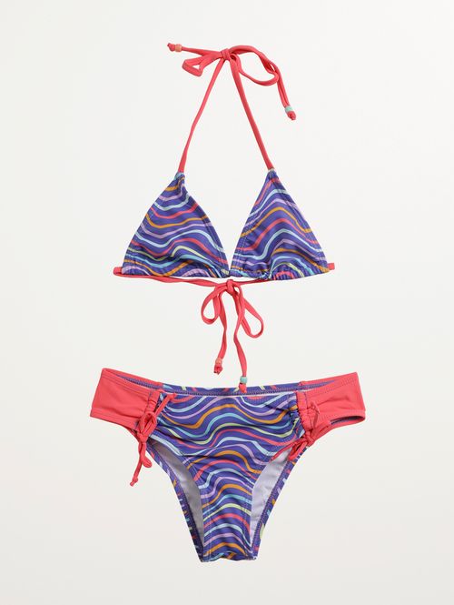 Biquíni Cortininha Juvenil Para Menina - AZUL/VERMELHO