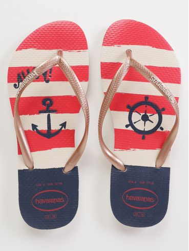 Chinelo Slim Nautical Havaianas Feminina BEGE/ROSE