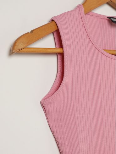 Blusa Regata Cropped Juvenil Para Menina- ROSA