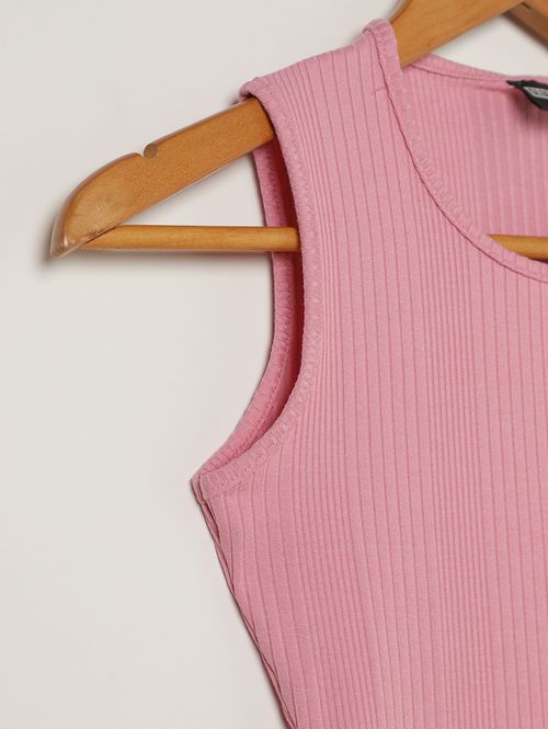 Blusa Regata Cropped Juvenil Para Menina- ROSA