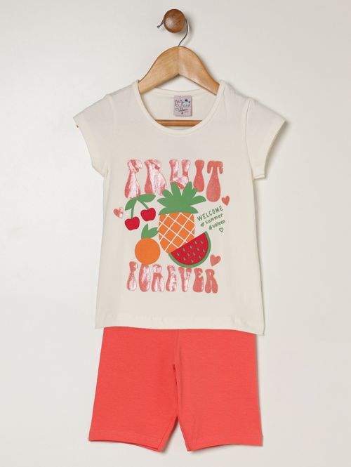 Conjunto Curto Infantil Para Menina - OFF WHITE