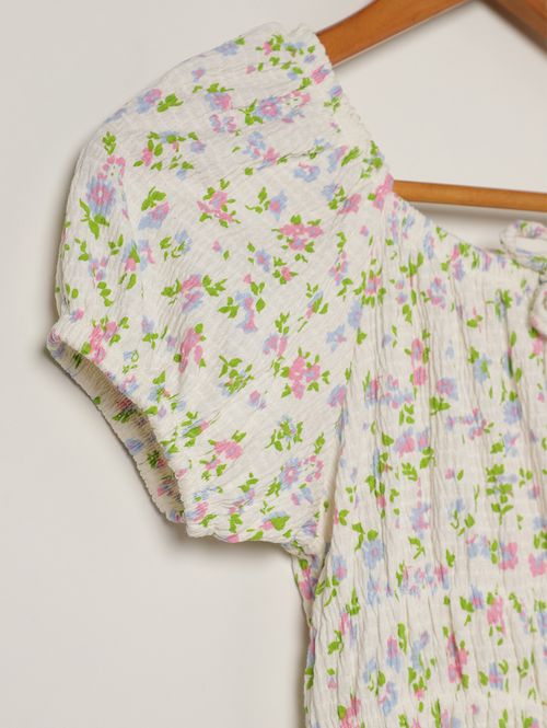 Vestido Anarruga Juvenil Para Menina - AZUL