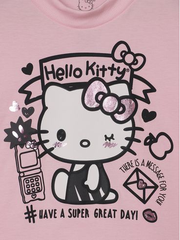 Blusa Manga Curta Hello Kitty Juvenil Para Menina ROSA