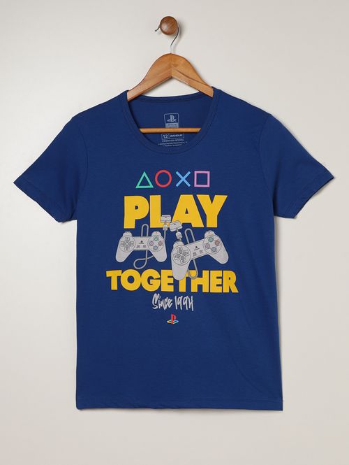 Camiseta PlayStation Juvenil Para Menino - AZUL