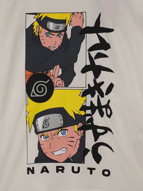 Camiseta Naruto Manga Curta Juvenil Para Menino- OFF WHITE