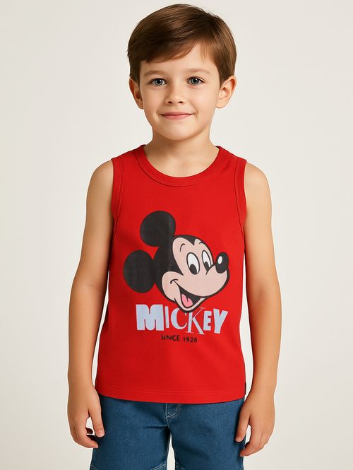 Camiseta Regata Mickey Mouse Infantil Para Menino- VERMELHO
