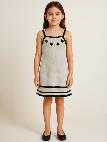 Vestido Tricot Infantil Para Menina - BEGE