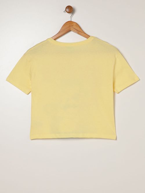 Blusa Cropped Stitch Disney Juvenil Para Menina- AMARELO