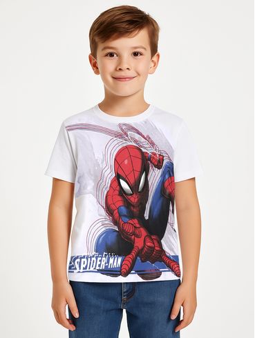 Camiseta Spider Man Infantil Para Menino - BRANCO