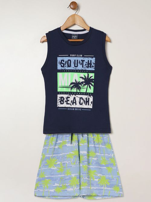 Conjunto Curto Tactel Infantil Para Menino - MARINHO