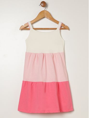 Vestido 3 Marias Mix Tecidos Infantil Para Menina- OFF WHITE