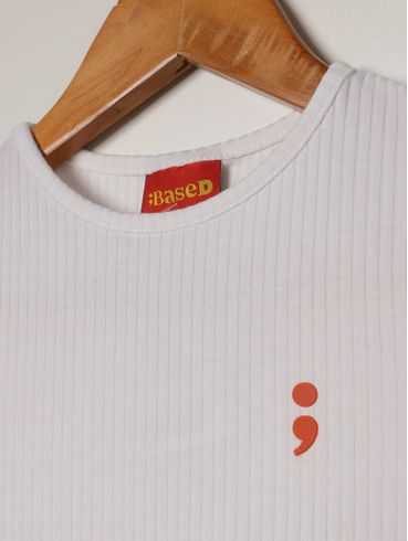 Blusa Canelada Cropped Juvenil Para Menina - BRANCO