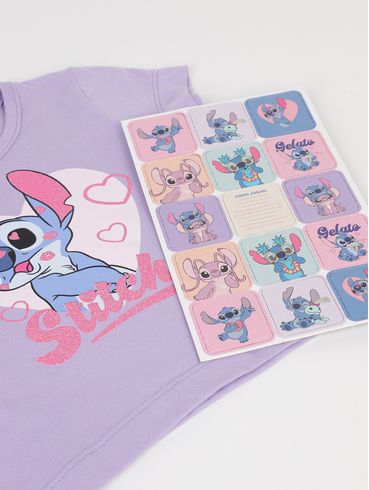 Camiseta manga Curta Stitch Infantil Para Menina - LILAS