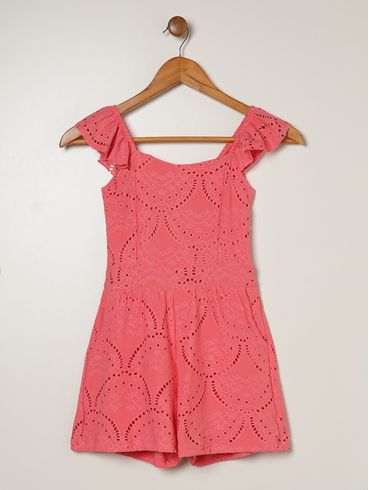 Macacão Laise Juvenil Para Menina  - CORAL