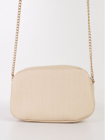 Bolsa Transversal Alça Corrente Feminina BEGE