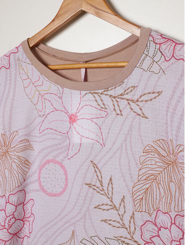 Blusa Manga Curta Plus Size Feminina AREIA