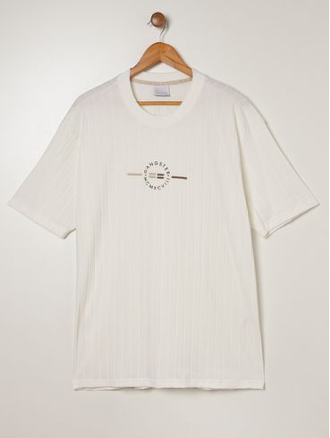 Camiseta Canelada Manga Curta Plus Size Masculina OFF WHITE