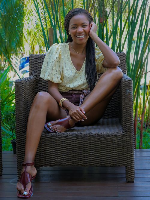 Blusa Malha Manga Godê Autentique Feminina AMARELO