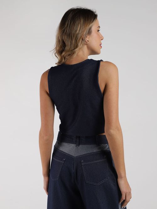 Colete Malha Jeans Autentique Feminino MARINHO