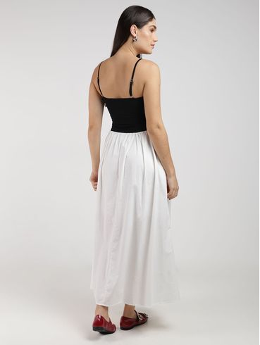 Vestido Cintura Tombada Eagle Rock Feminino PRETO/OFF WHITE