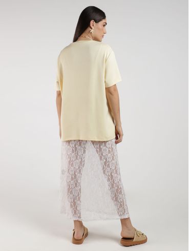 Vestido Renda Com T-Shirt  Eagle Rock Feminino AMARELO
