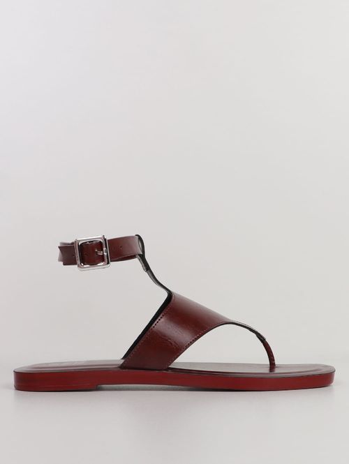 Sandália Rasteira Fivela Feminina BORDO