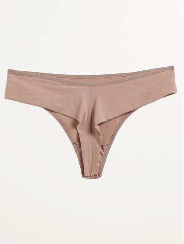 Calcinha Tanga Microfibra Fio Duplo Feminina BEGE