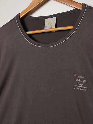 Pijama Curto Suede Plus Size Masculino CINZA