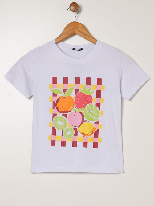 Blusa Manga Curta Juvenil Para Menina - BRANCO