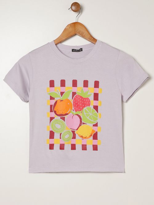 Blusa Manga Curta Juvenil Para Menina - LILAS