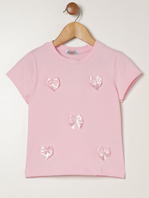 Blusa Manga Curta Infantil Para Menina ROSA CLARO
