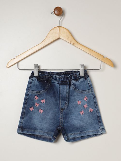 Short Jeans Infantil Para Menina - AZUL