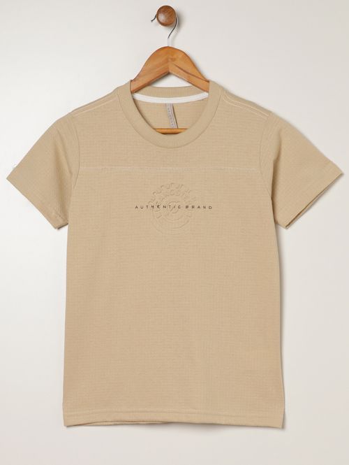 Camiseta Manga Curta Gangster Juvenil Para Menino BEGE