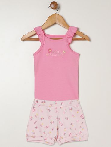 Conjunto Curto Suedine Infantil Para Bebê - ROSA